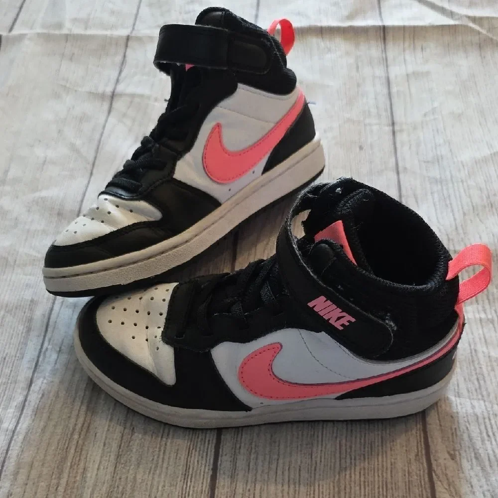 Nike Kids' Black and Pink High-Top Sneakers - Picture 1 of 8